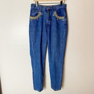 VINTAGE high waisted embellished mom jeans